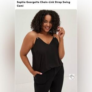 NWT Women’s Plus Torrid Sophie Swing Georgette Tank Cami Sz 1 Black Chain Link
